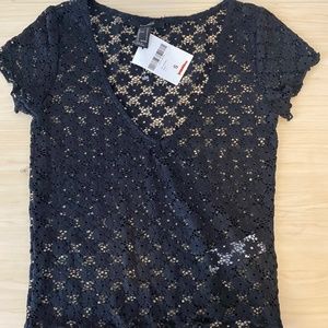forever 21 junior small knit black top